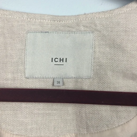 ICHI linen blend zipper closure moto style jacket size 38/ medium - Picture 3 of 10